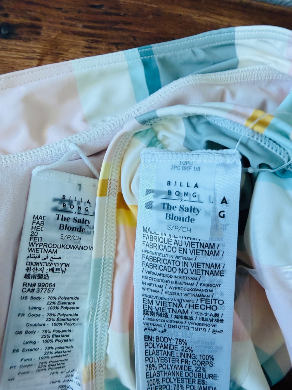 NWT Billabong x Salty Blonde Feelin Salty One Shoulder Two Piece Swimsuit - Picture 8 of 9